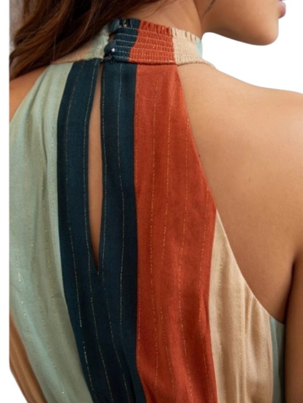 FARM Rio Colorblocked Halter Tiered Maxi Dress Size XS Lined - Picture 4 of 11